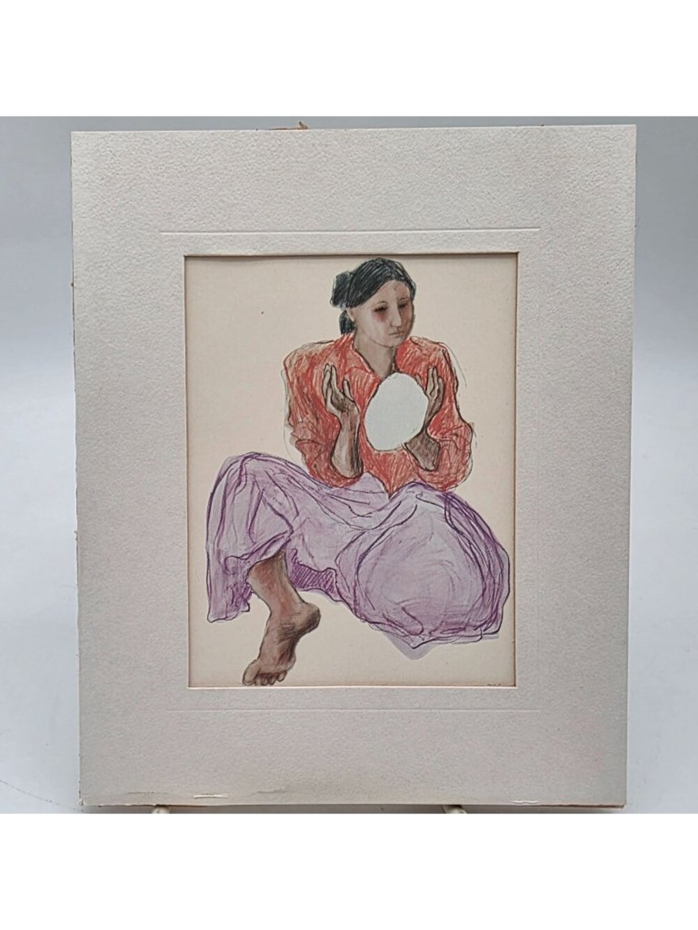 R.C. Gorman Reproduction Lithograph Print Breadmaker Vintage Matted Art